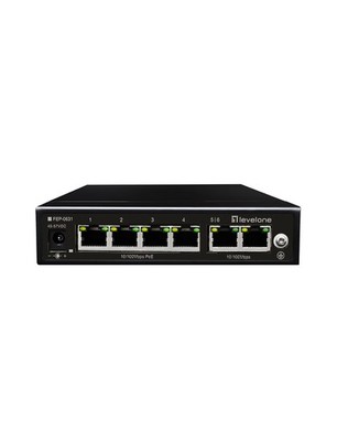 LevelOne Switch FEP-0631/6-Port Fast Ethernet / 4-Port PoE 802.3af/at/2050M / Po