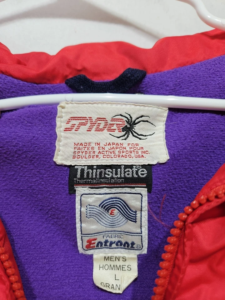 De colección Spyder Snowboarding Esquí Carrera Para Hombres L Snow Thinsulate Púrpura Rojo Años 90 Foto 3 de 4