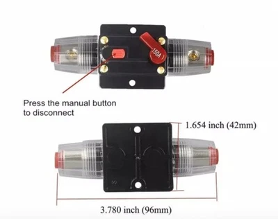 Audio Circuit Breaker Stereo Inline Fuse Holder Inverter Manual Release - Image 1 of 4
