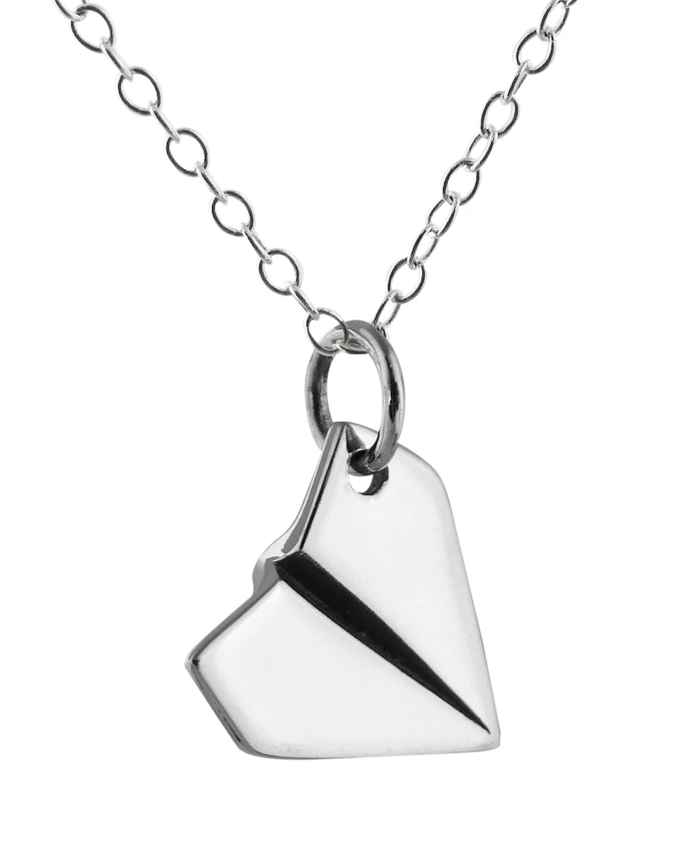 Silver Paper Airplane Necklace