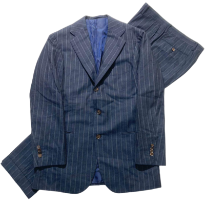 スーツ RING JACKET Meister Navy Wool Suit 48 RING JACKET MEISTER Men's Navy Striped Wool Suit Set Size 46 Made