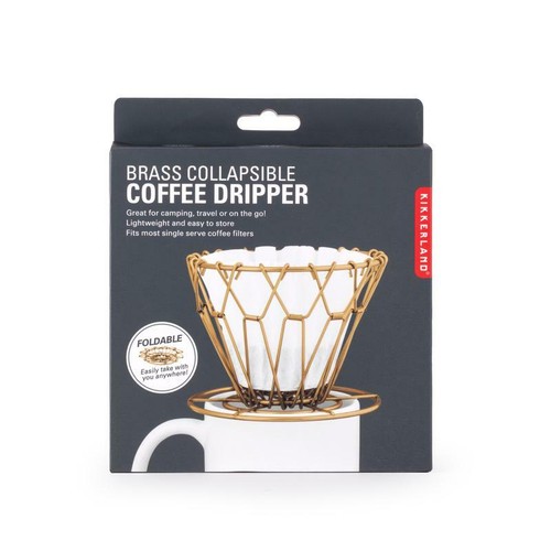 Kikkerland Brass Collapsible Coffee Dripper - Single Serve Coffee Maker - Picture 5 of 5