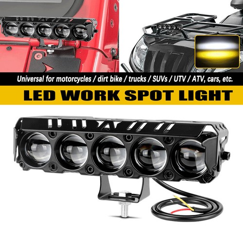 Motorcycle LED Spot Auxiliary Light Headlight Driving Fog White Yellow ATV UTV - Picture 9 of 10