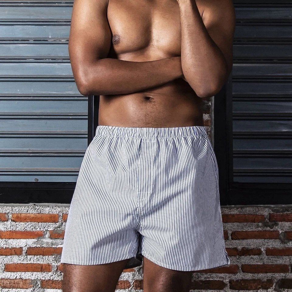 Calzoncillos boxer tejidos de algodón para hombre calce relajado tela de enfriamiento ropa interior S M L XL XXL Foto 3 de 4