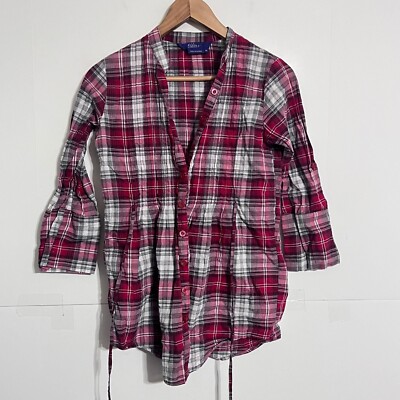 Miley Cyrus Womens? Girls Juniors Max Azria Shirt Size M Plaid Tie Around