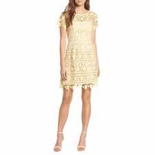 Eliza J Open Lace Dress, Floral, Pastel Yellow, Women’s 10, NWT, $178