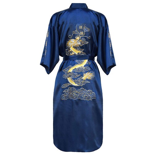 Kimono Abito da Bagno Abbigliamento Casa Uomo Ricamo Abito Piangamo Costume da Dormire Abbigliamento da Notte Sciolto - Foto 11 di 19