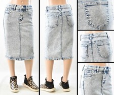 Little Girls Stretch Denim Skirt Calf length snow wash basic 5pocket #RK-77239