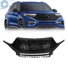 For 2020-2021 Ford Explorer ST Front Upper Grille Grill Assembly Gloss Black