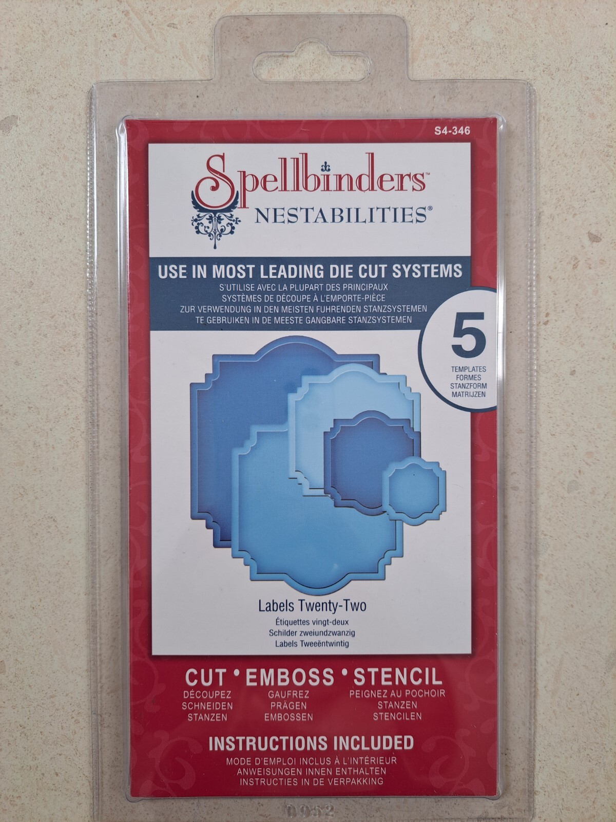 Spellbinders NESTABILITIES Labels Twenty-Two Set 5 Dies Stencils Templates BNIP