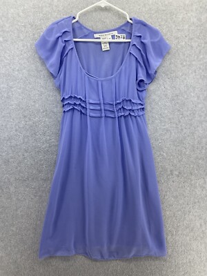 Max Studio Women's Dress A Line Flutter Sleeve Purple Scoop