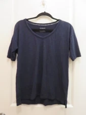 Talbots Woman SHORT Sleeve Top V-NECK DETAIL  SIZE SMALL NAVY BLUE
