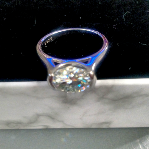 Wedding Ring 18k White Gold Plated, Sz 7, 2-Carat Round Cut Luxury Moissanite - Picture 8 of 13