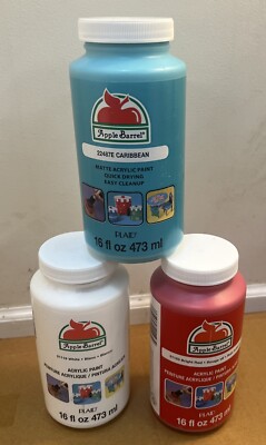 Apple Barrel Caribbean /White /Red /Acrylic Craft Paint, 16 oz. (473 mL Each