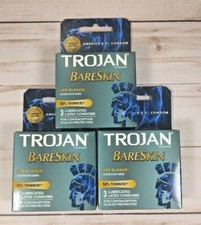 Trojan BareSkin Condoms 3 Count Lubricated Latex Condoms 3 Boxes bb 08/2026