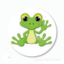 30 Cute Green Frog Favors Frog Labels Scrapbook Stickers 1.5" Envelope Seals
