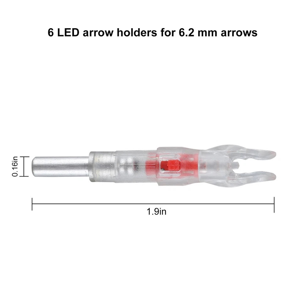 Flechas de tiro con arco LED automáticas de 6/12 piezas levas iluminadas 6,2 mm flecha cola de leva Foto 4 de 4
