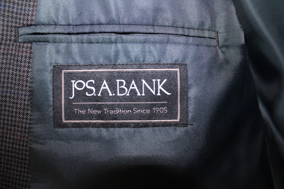 GRAY HOUNDSTOOTH JOS. A. BANK 100% WOOL SPORT COAT sz 52R blazer / suit jacket - Image 3 of 4