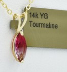 LAB TOURMALINE 0.59 Cts PENDANT NECKLACE 14k YELLOW GOLD - New With Tag — photo 2