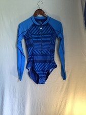 UV Skinz Long Sleeve Half Zip Swimsuit Blue Womens Size Small