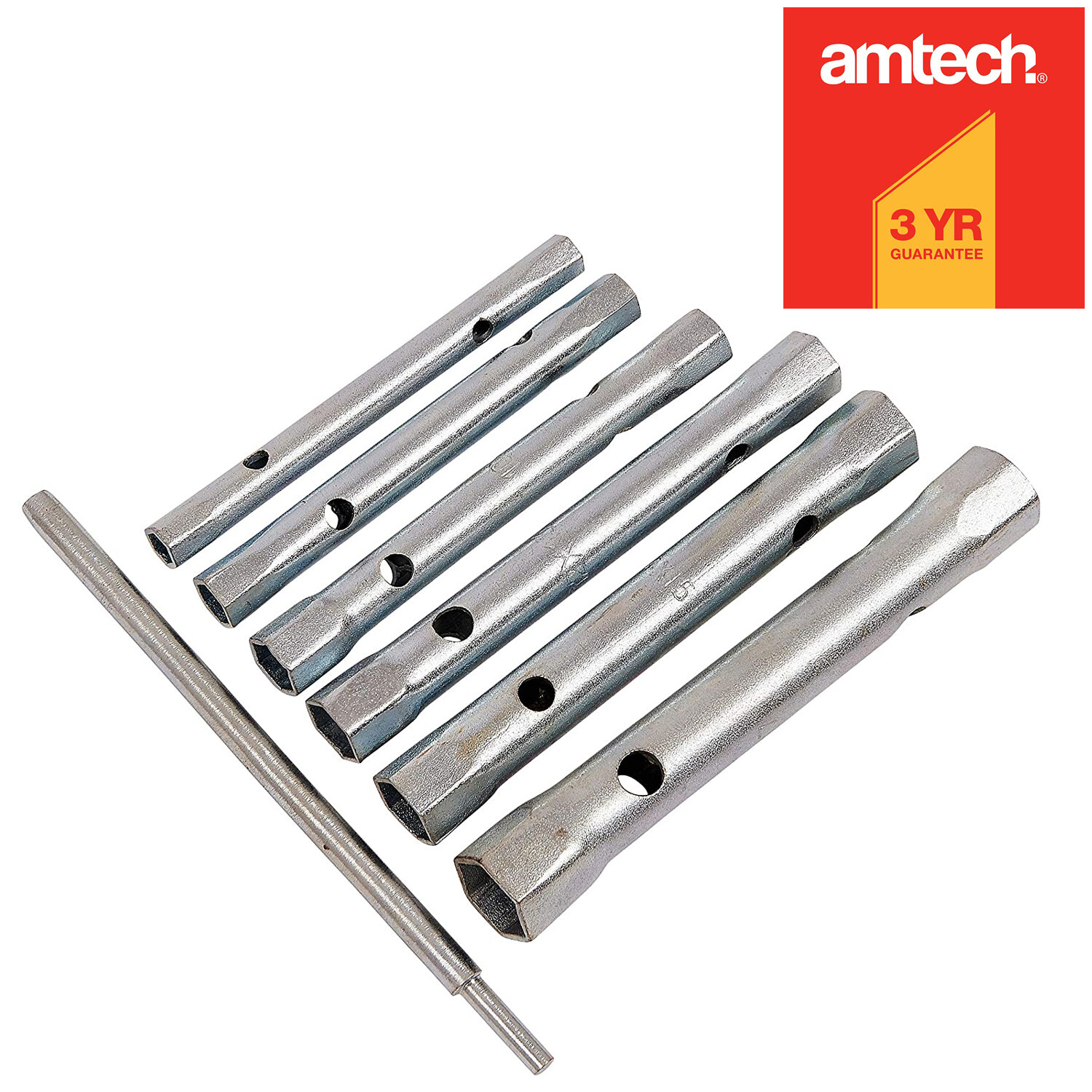 AMTECH® 6 PIECE MONOBLOC TAP BOX SPANNERS & 150mm TOMMY BAR SET 617mm