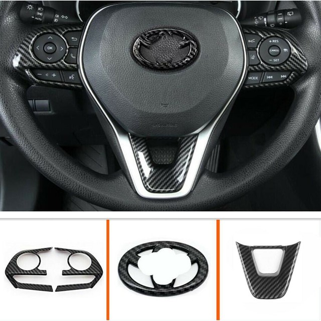 For 2019 2020 Toyota RAV4 Carbon Fiber Interior Steering Wheel Cover