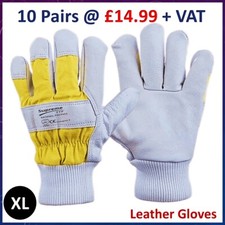 Heavy Duty Leather Palm Rigger Work Safety Gloves Gauntlet Gardener Builder Grip