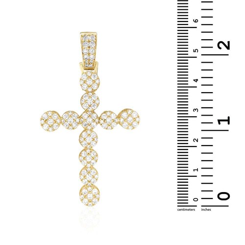 10k Yellow Gold 6Ct CZ Cluster Religious Cross Pendant - Picture 5 of 6