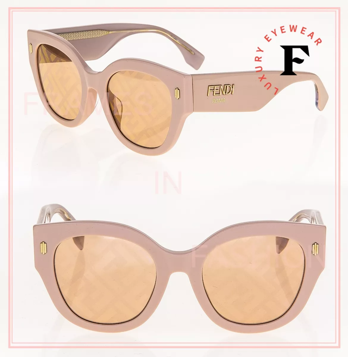 Black FF-print D-frame acetate sunglases, Fendi