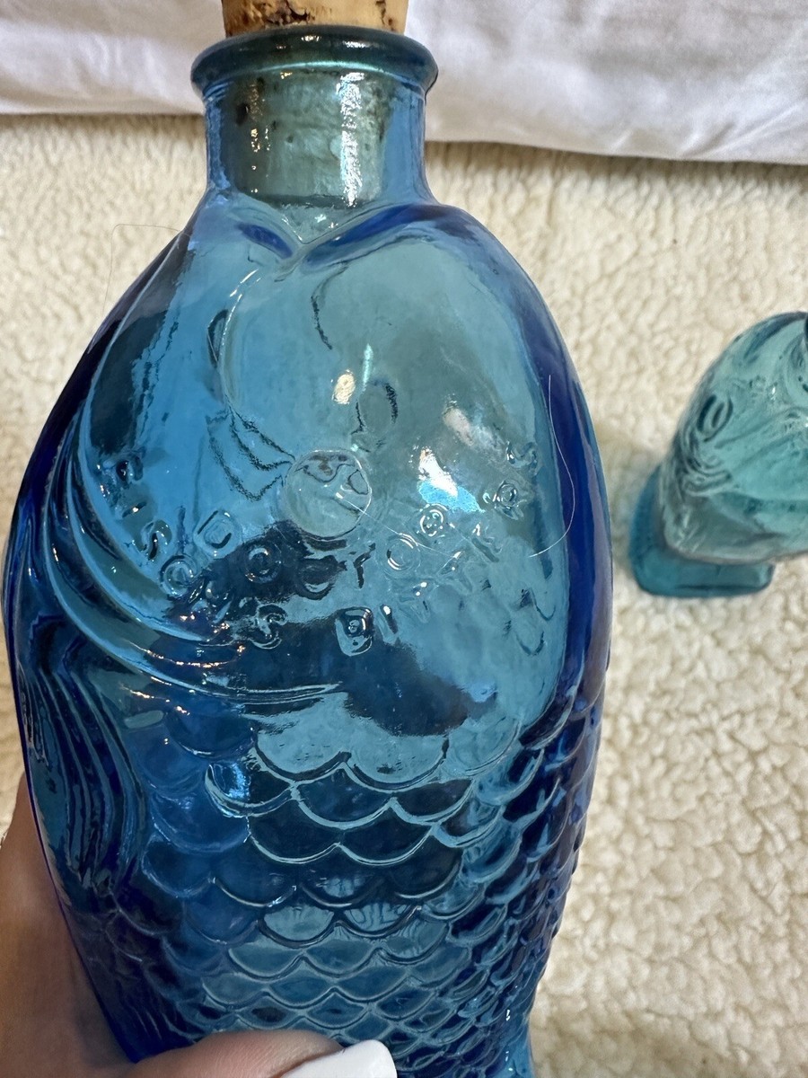 Doctor Fisch's Bitters Blue Glass Fish Shape Bottle Wheaton N J