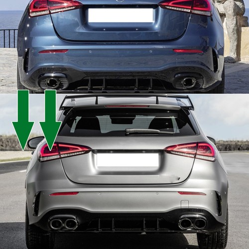 Black Tail Exhaust Pipe For Mercedes Benz CLA Class W177 A35 CLA35 Quad Out - Bild 9 von 10