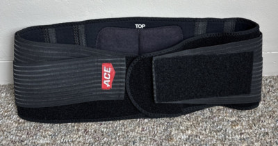 Padded Back Brace Waist Belt Ace Brand 42  Black Adjustable Large/XL Gently Used
