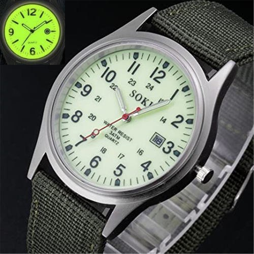 2025 Men's Military-Army Mens Date Canvas Strap Analog Quartz Sport Wrist-Watch - Picture 3 of 9