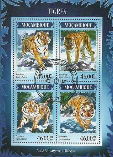 Timbres Animaux Félins Tigres Mozambique 3447/52 o de 2014 lot 23422 - cote:17 € - Afbeelding 1 van 1