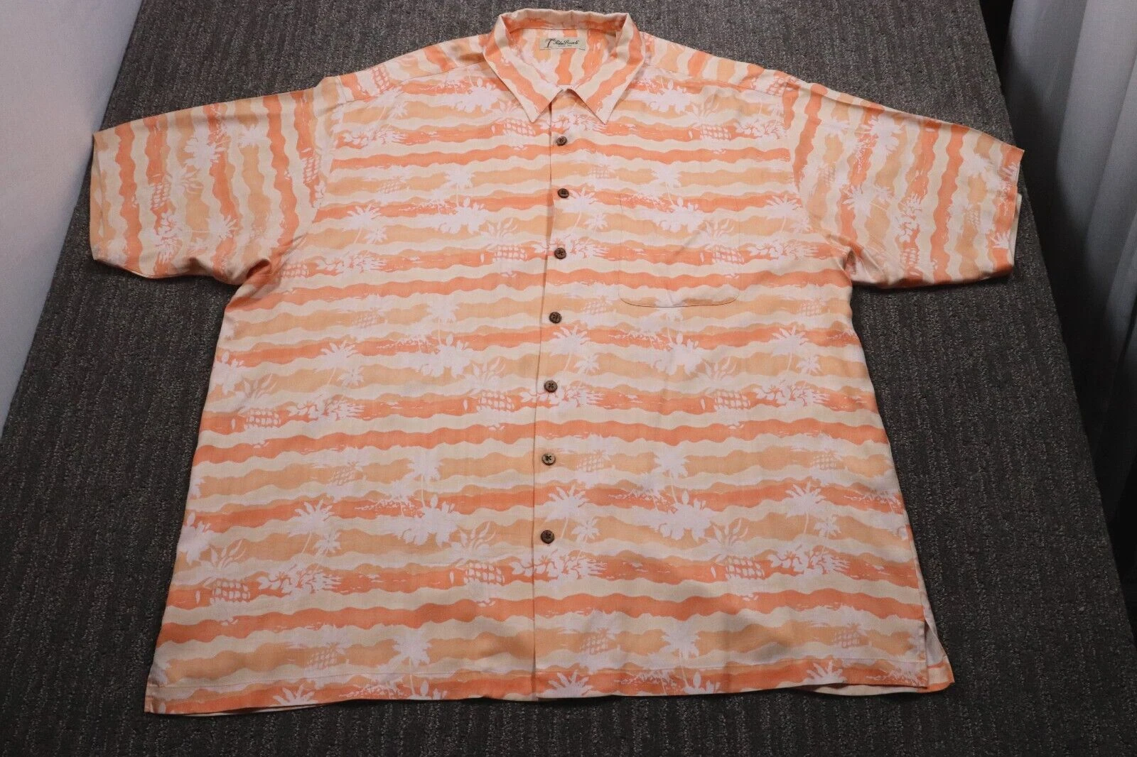 Palm Beach 100% Silk Shirt Short Sleeve Button Up Relaxed Fit Tropical Men's 3XT