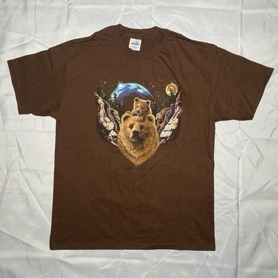 Vintage 90s Nature Bears Planet Animals T Shirt Size Large Mens Port & Company