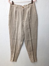 GAP Natural Linen Neutral Pants Pleats Tapered Classic Heritage Academia Size 12