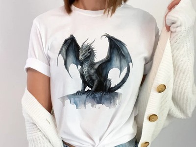 Watercolor Dragon Comfort Tee Mythical Creature Shirt Fantasy Gift Men