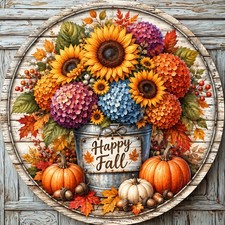 Happy Fall Harvest Door Sign, Turkey, Thanksgiving, Autumn Pumpkin, Scarecrow