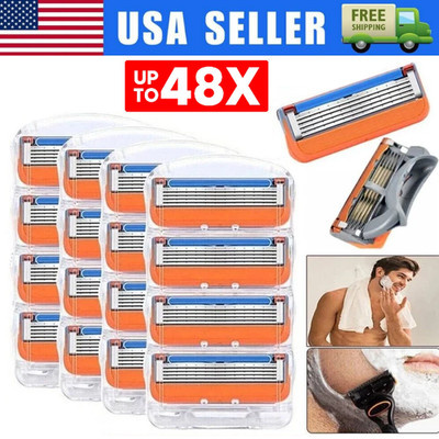 4~48PCS Shaving Razor Blades Refills Compatible for GiIIette Fusion 5 Proglide