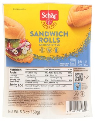 Schar Gluten Free Sandwich Rolls Artisan Style 5.3 Oz