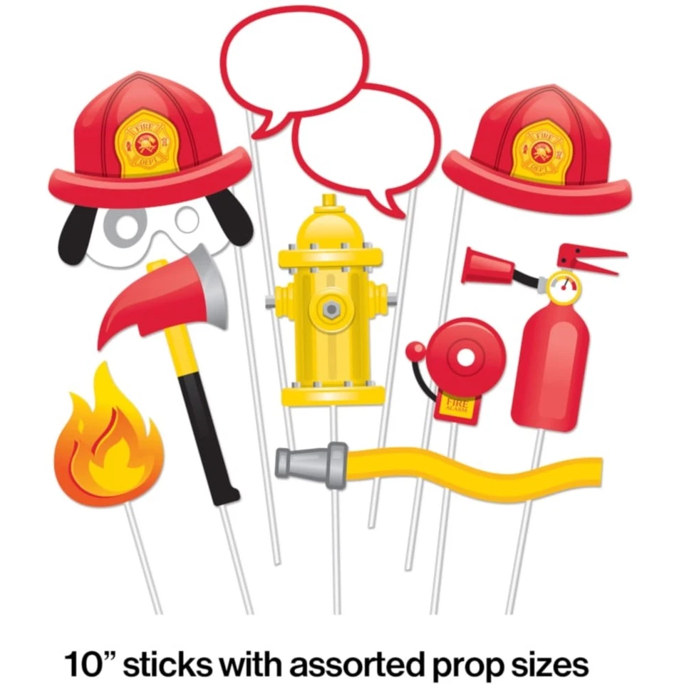 Flaming Fire Truck Photo Props 10pcs - Image 2 of 3