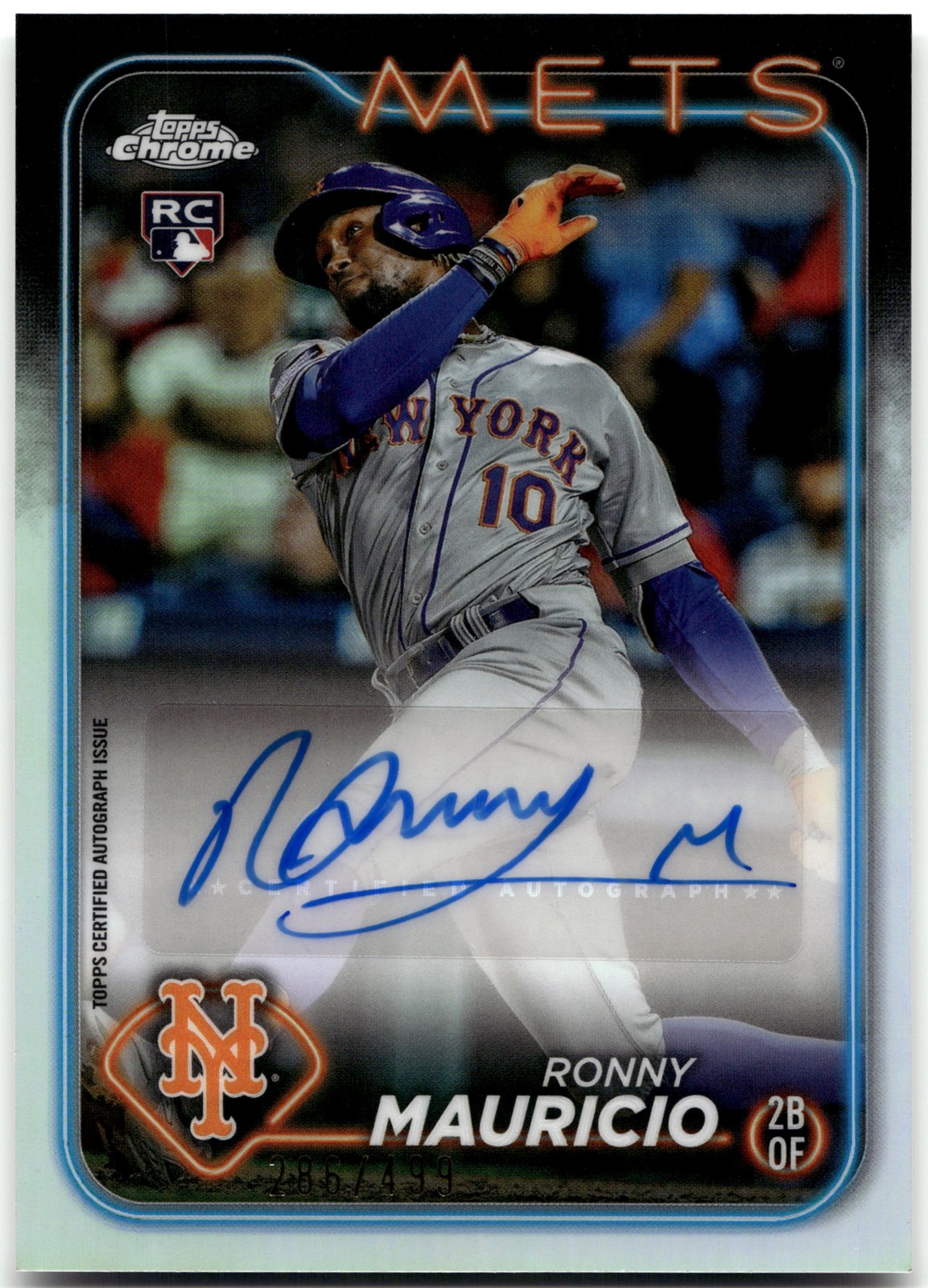 2024 Topps Chrome Update #AC-RM Ronny Mauricio Autographs Refractors #/499