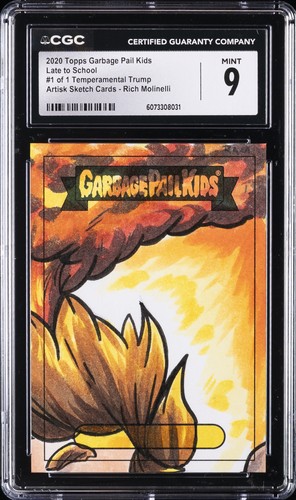 2020 TOPPS GARBAGE PAIL KIDS #1/1 TEMPERMENTAL TRUMP 2/4 CGC 9