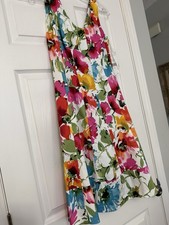 NWT Lauren Ralph Lauren Floral Dress 10 White Multi Color V Neck A Line Pretty