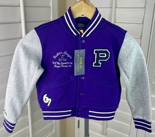 Polo Ralph Lauren Purple/Gray Double Knit Baseball Varsity Jacket w/Patch Kids 6