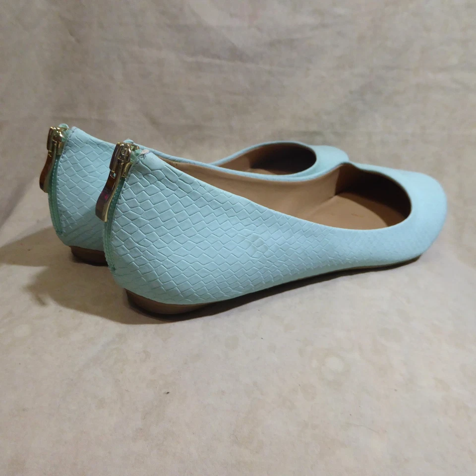 🩰 Call It Spring Ballet Flats 10 M Baby Blue Reptile Leatherette; Zipper Heels - Image 4 of 4