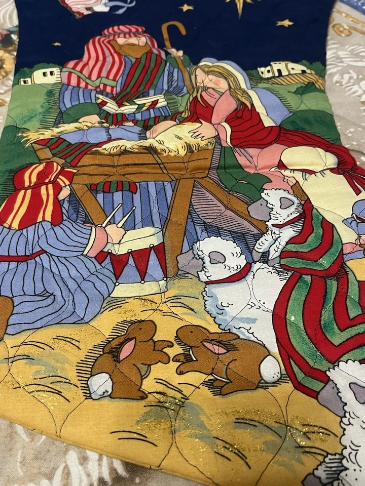 Medias colcha de colección hechas a mano Susan Winget Peace On Earth muy grandes Foto 3 de 4