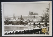 Vintage Photo Card - Prague Castle - Charles Bridge - Czechia - 4x6 Inch