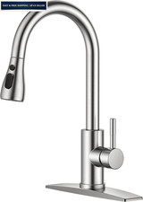 FORIOUS Kitchen Faucets with Pull Down Sprayer, Brushed Stainless Steel